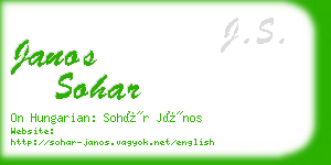 janos sohar business card